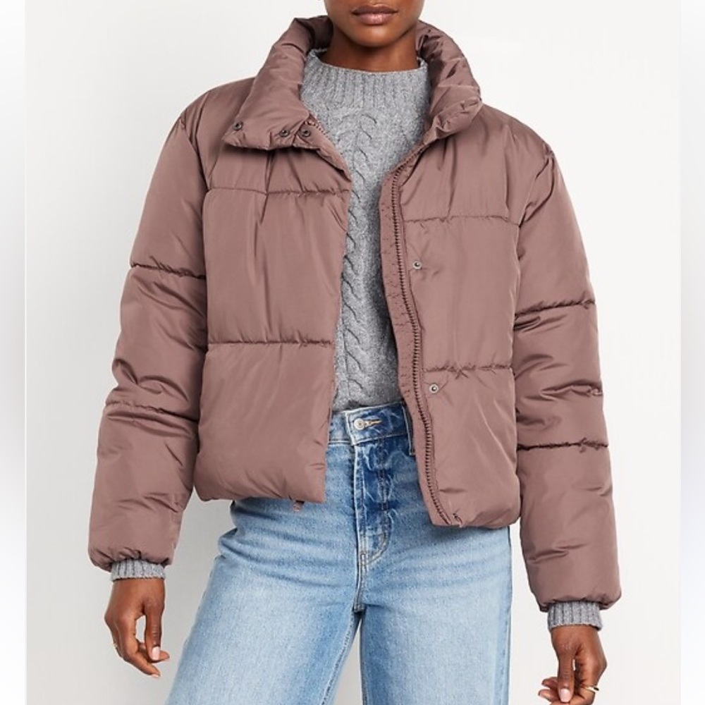 Old Navy Women's Warm Taupe Puffer Jacket S
